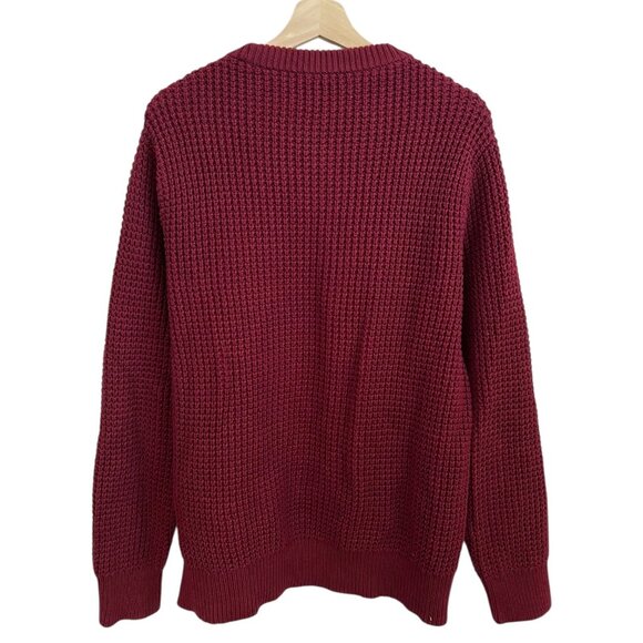 J. Crew Mens Heavyweight Chunky Knit Crewneck Sweater Burgundy Large - Picture 2 of 4